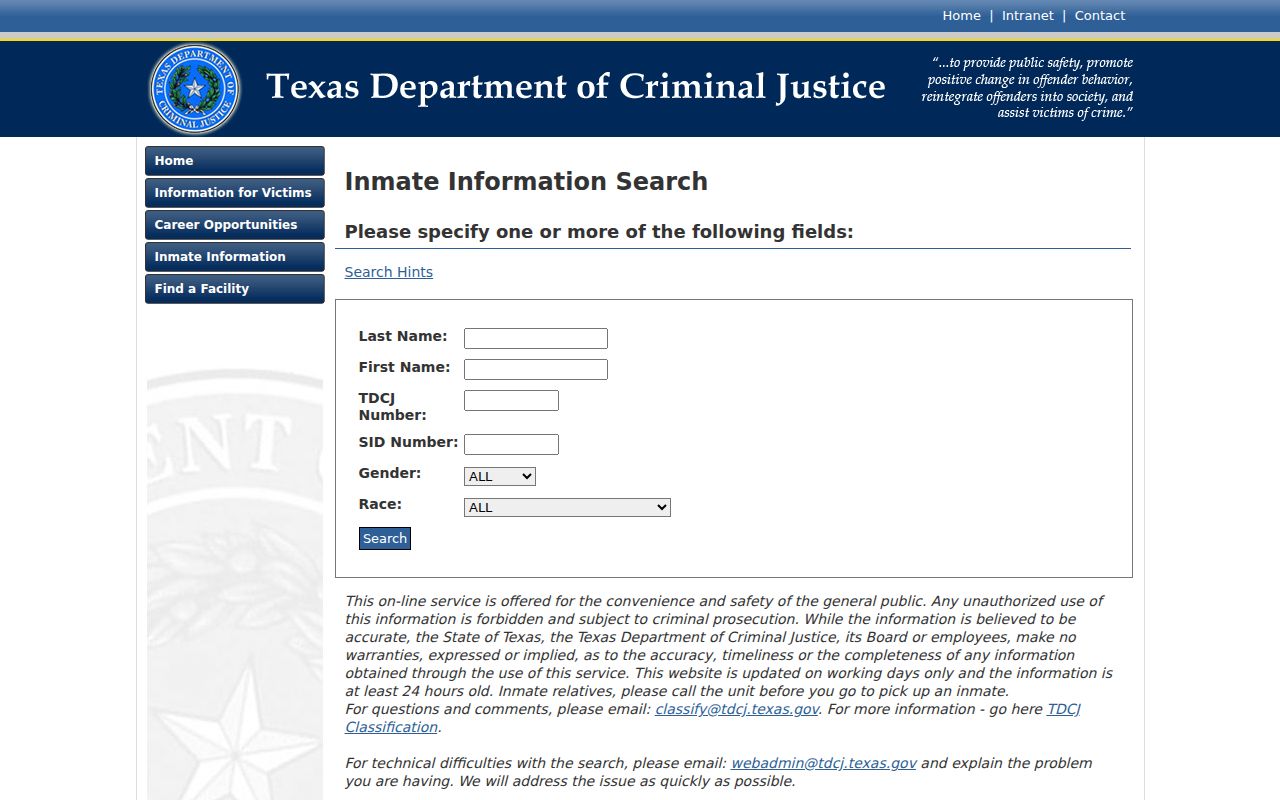 TDCJ inmate search compared with Parker County jail records