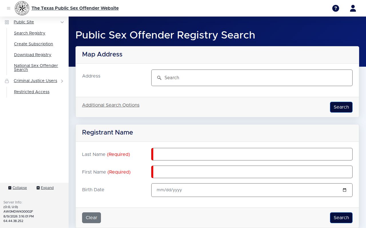 Texas sex offender registry search for Parker County records