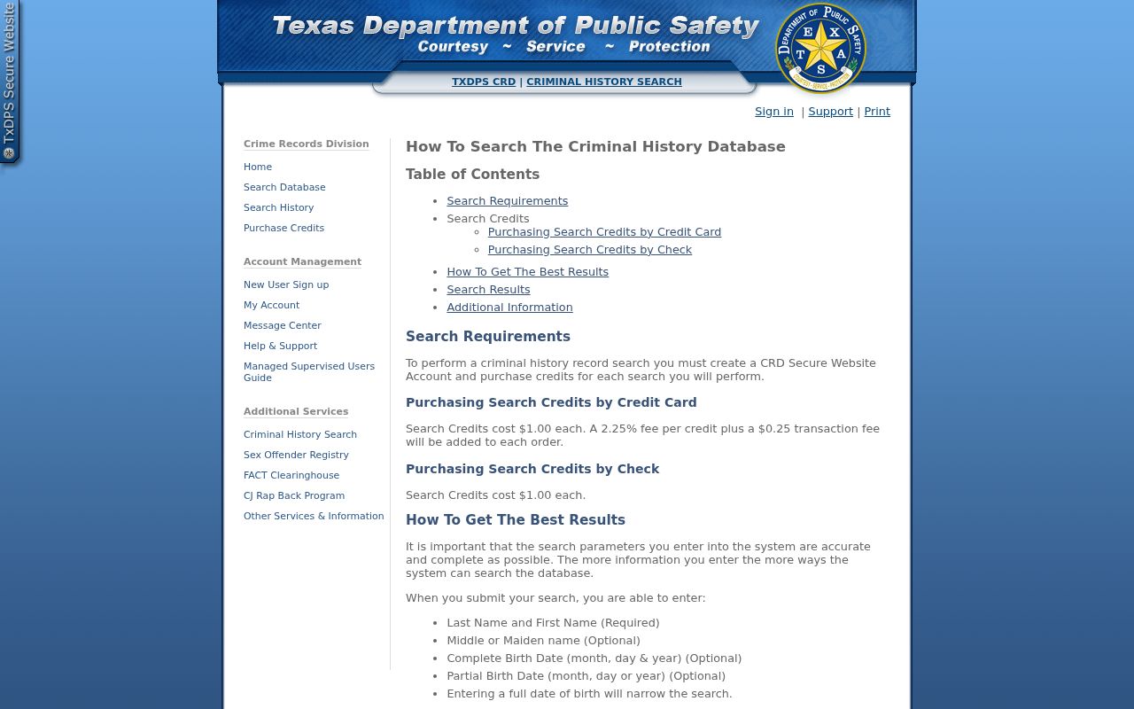 Texas DPS public search for Parker County criminal history