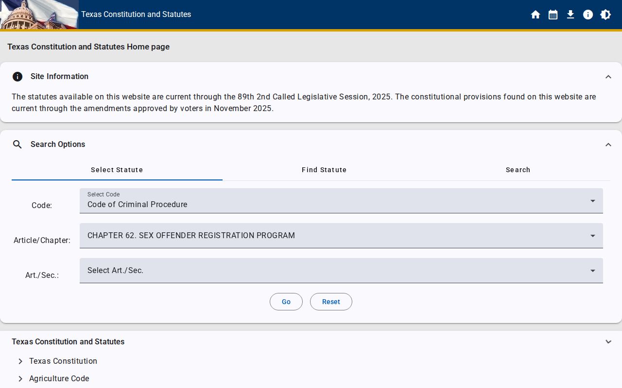 Texas Chapter 62 rules for Parker County sex offender registry records