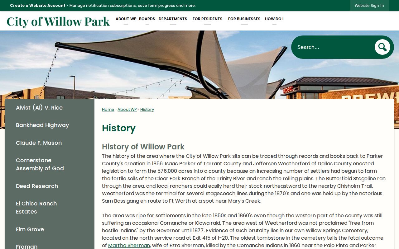 Willow Park criminal records history from incorporation through police growth