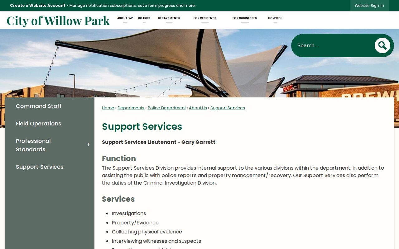 Willow Park criminal records Support Services and Public Safety Building page